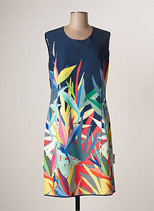 Robe mi-longue imprimé fleurs sans manche bleu MERI & ESCA femme