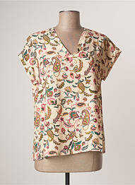 T-shirt col v manches courtes beige LE PETIT BAIGNEUR femme