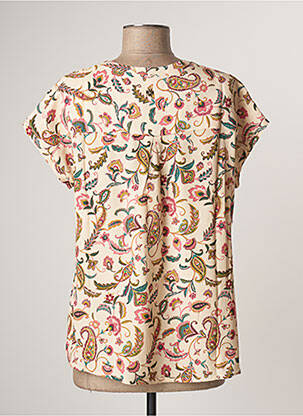 T-shirt col v manches courtes beige LE PETIT BAIGNEUR femme
