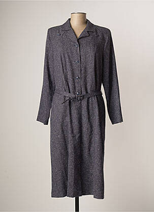Robe mi-longue manches longues manches longues bleu GUY DUBOUIS femme