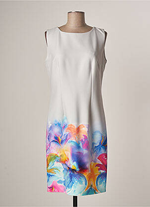 Robe mi-longue imprimé fantaisie sans manche gris GUY DUBOUIS femme