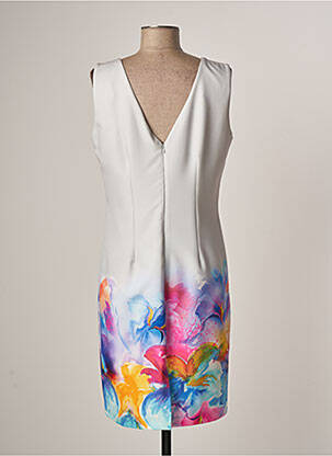 Robe mi-longue imprimé fantaisie sans manche gris GUY DUBOUIS femme