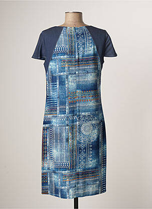 Robe mi-longue imprimé fantaisie manches courtes bleu MERI & ESCA femme