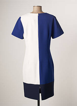 Robe mi-longue fermeture zippée au dos manches courtes bleu FRANCE RIVOIRE femme