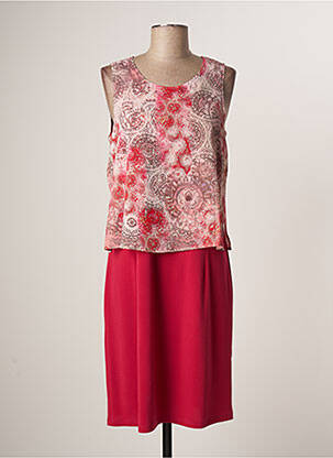 Robe mi-longue coupe fluide sans manche rose GUY DUBOUIS femme
