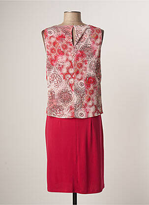 Robe mi-longue coupe fluide sans manche rose GUY DUBOUIS femme