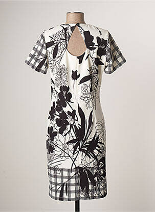 Robe mi-longue imprimé fleurs manches courtes noir FRANCE RIVOIRE femme