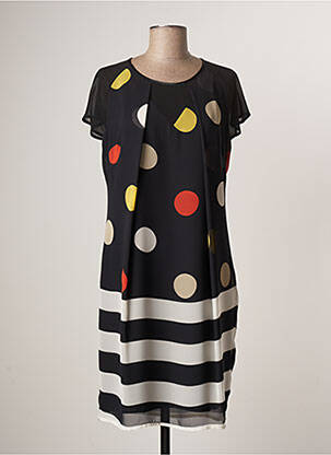 Robe mi-longue coupe fluide manches courtes noir MERI & ESCA femme