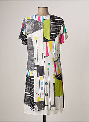 Robe courte fermeture zippée au dos manches courtes noir FRANCE RIVOIRE femme