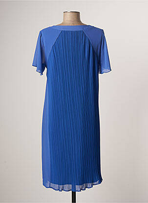 Robe mi-longue coupe fluide manches courtes bleu GUY DUBOUIS femme