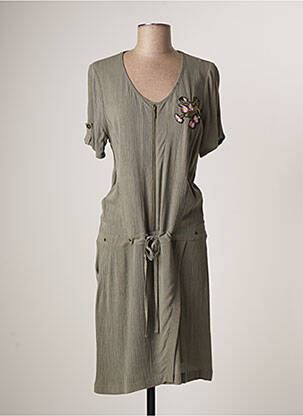 Robe mi-longue manches courtes manches courtes vert MERI & ESCA femme