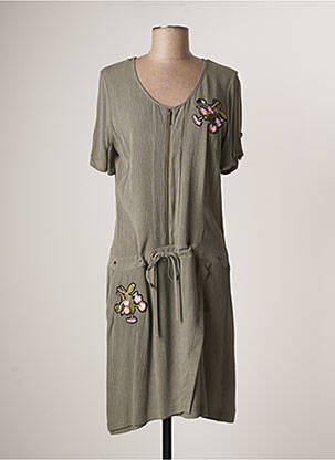 Robe mi-longue manches courtes manches courtes vert MERI & ESCA femme