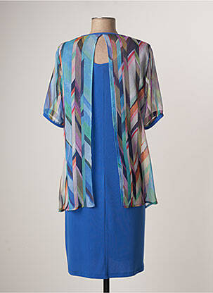 Robe mi-longue coupe fluide manches courtes bleu MERI & ESCA femme