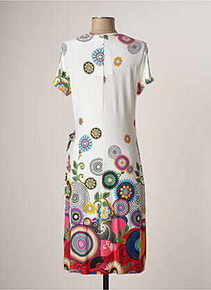 Robe mi-longue imprimé fleurs manches courtes blanc MERI & ESCA femme