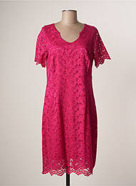 Robe mi-longue fermeture zippée au dos manches courtes rose FRANCE RIVOIRE femme