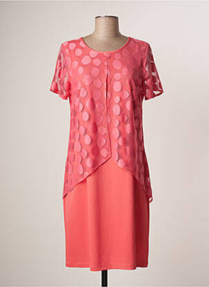 Robe mi-longue coupe fluide manches courtes rose FRANCE RIVOIRE femme