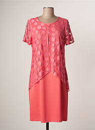 Robe mi-longue coupe fluide manches courtes rose GUY DUBOUIS femme
