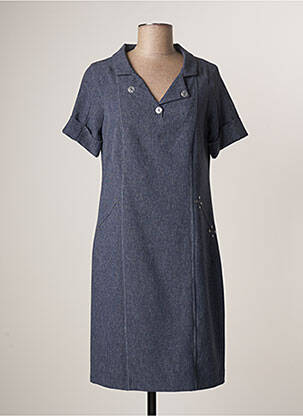 Robe mi-longue manches courtes manches courtes bleu FRANCE RIVOIRE femme
