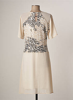 Robe mi-longue imprimé fantaisie manches courtes beige MERI & ESCA femme