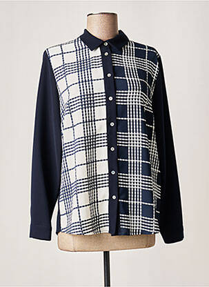 Chemisier tissage crêpe manches longues bleu FRANCE RIVOIRE femme