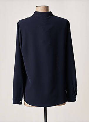 Chemisier tissage crêpe manches longues bleu FRANCE RIVOIRE femme