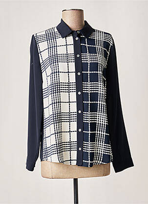 Chemisier tissage crêpe manches longues bleu GUY DUBOUIS femme