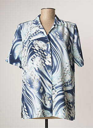 Chemisier coupe cintrée manches courtes bleu FRANCE RIVOIRE femme