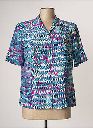 Chemisier coupe cintrée manches courtes bleu FRANCE RIVOIRE femme