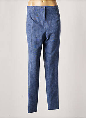 Pantalon droit fermeture zippée sous rabat boutonné taille normale bleu GUY DUBOUIS femme