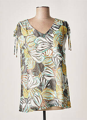 Top tissage crêpe manches courtes jaune GUY DUBOUIS femme