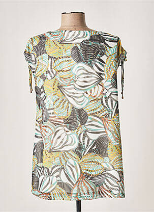 Top tissage crêpe manches courtes jaune GUY DUBOUIS femme