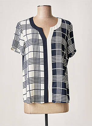 Top tissage crêpe manches courtes bleu FRANCE RIVOIRE femme
