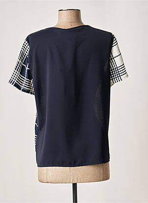 Top tissage crêpe manches courtes bleu FRANCE RIVOIRE femme