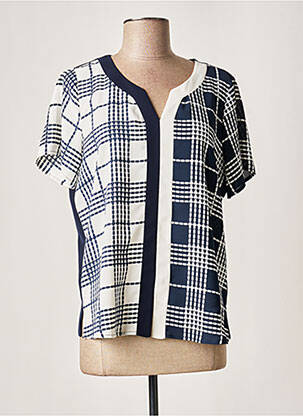 Top tissage crêpe manches courtes bleu FRANCE RIVOIRE femme
