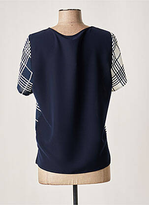 Top tissage crêpe manches courtes bleu FRANCE RIVOIRE femme