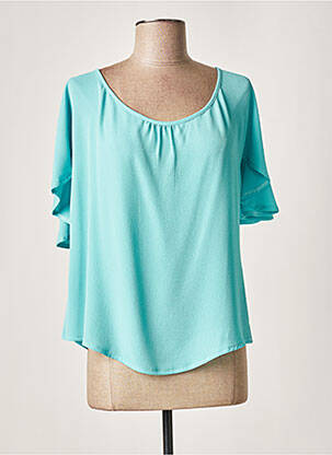 Top coupe fluide manches courtes bleu GUY DUBOUIS femme