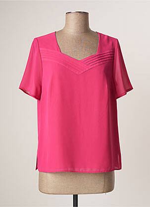 Top col carré manches courtes rose MERI & ESCA femme