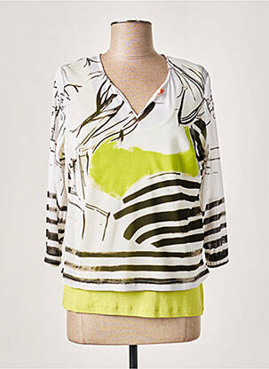 Top imprimé fantaisie manches 3/4 vert #127344 femme