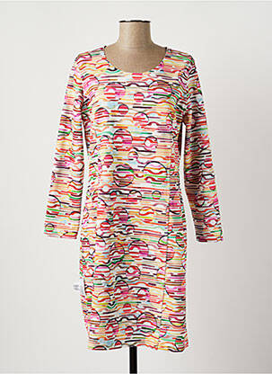 Robe mi-longue imprimé fantaisie manches longues rose MERI & ESCA femme