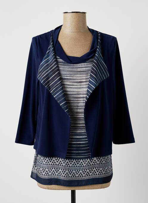 Top imprimé fantaisie manches 3/4 bleu FRANCE RIVOIRE femme