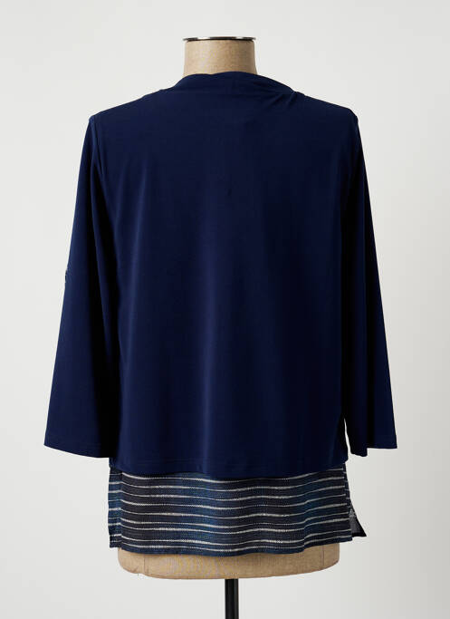 Top imprimé fantaisie manches 3/4 bleu FRANCE RIVOIRE femme