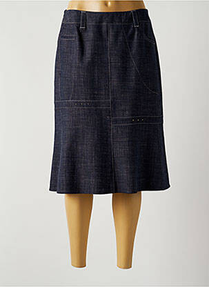 Jupe mi-longue stretch bleu GUY DUBOUIS femme
