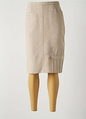 Jupe mi-longue taille à pinces beige GUY DUBOUIS femme