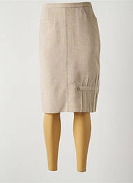 Jupe mi-longue taille à pinces beige GUY DUBOUIS femme