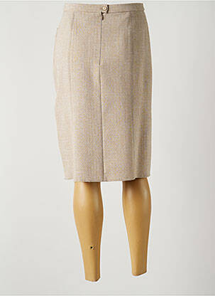 Jupe mi-longue taille à pinces beige GUY DUBOUIS femme