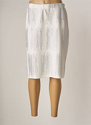 Jupe mi-longue coupe droite blanc GUY DUBOUIS femme