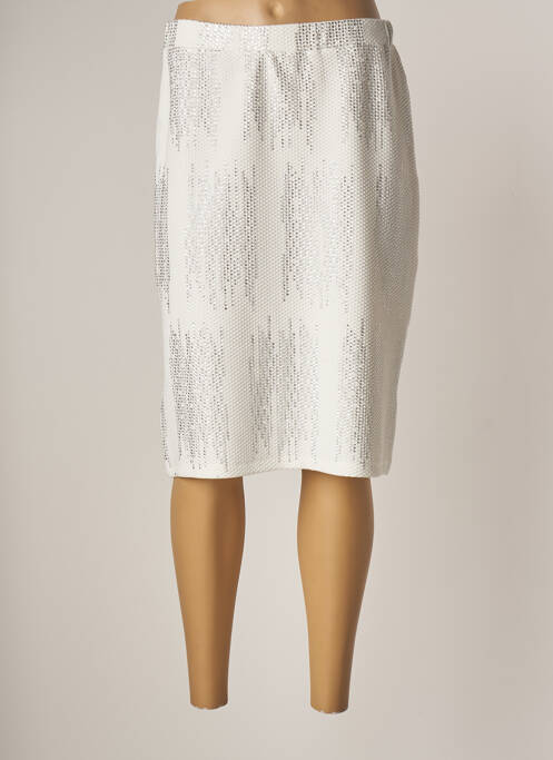 Jupe mi-longue coupe droite blanc GUY DUBOUIS femme