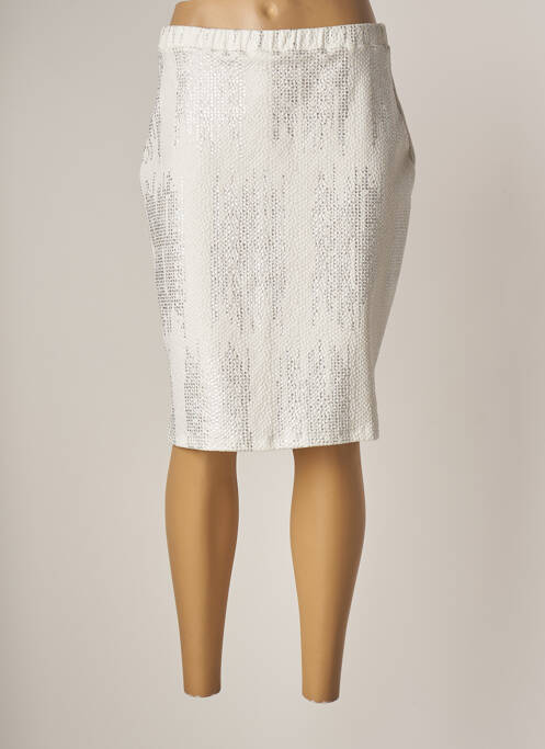 Jupe mi-longue taille normale blanc GUY DUBOUIS femme