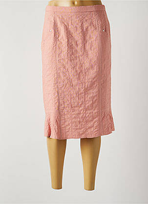 Jupe mi-longue coupe droite rose GUY DUBOUIS femme