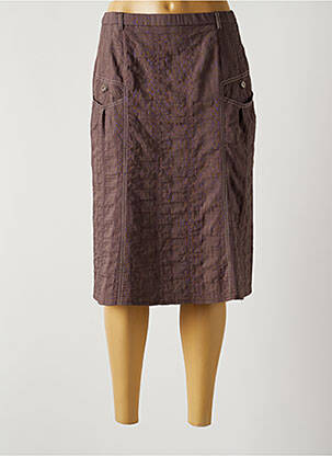 Jupe mi-longue coupe droite marron GUY DUBOUIS femme